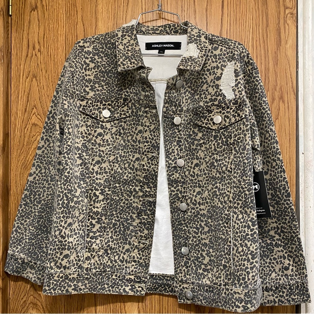 Ashley Mason Distressed Leopard Print Jacket